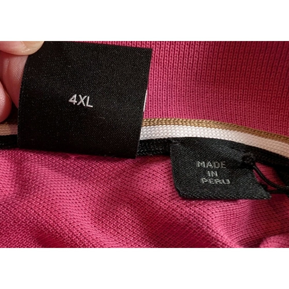 BOSS Black Label Pallas Big &Tall Polo Shirt Bright Pink Cotton Logo 4XL - Picture 5 of 14